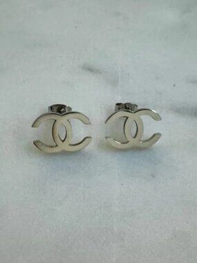 Vintage C Earrings - Silver Studs - Silver Earrings - Y2K - Womens Earrings